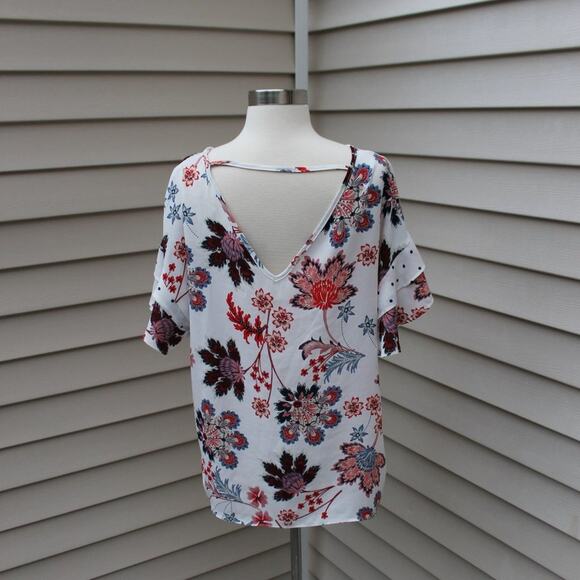 Como Vintage Floral Polka Dot Print Short Sleeve Blouse Size Large - Picture 3 of 11